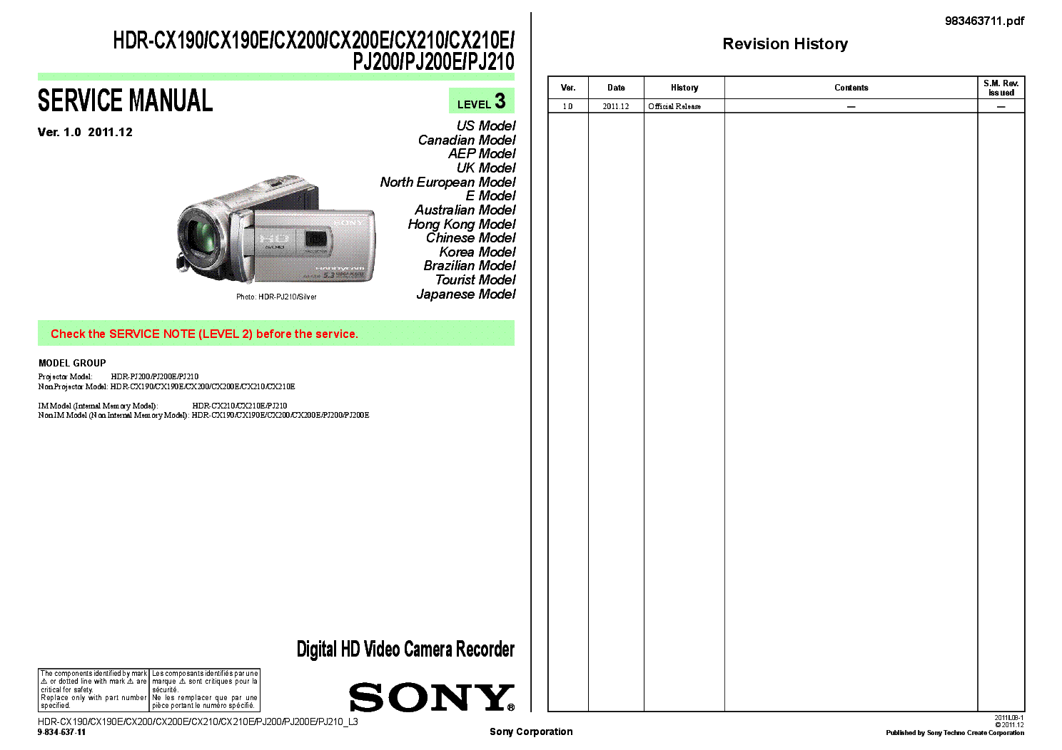 sony hdr cx210 manual